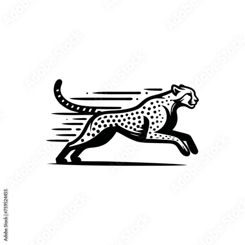 fast running cheetah animal vector logo. cheetah logo design