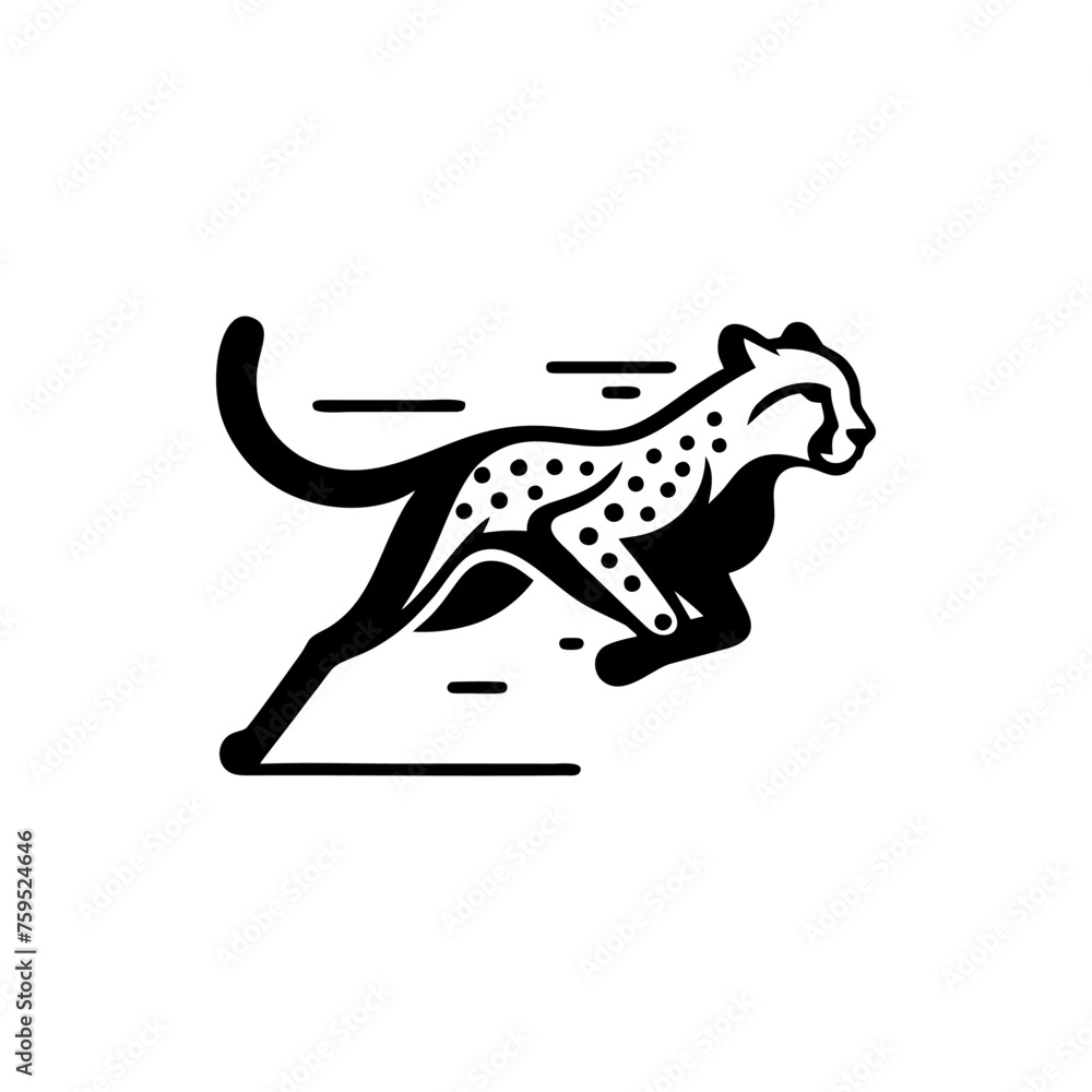 running cheetah animal vector logo in black and white. Cheetah logo vector