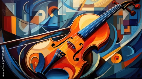 abstract cubism violin art