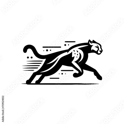 Cheetah logo.Running cheetah animal vector logo