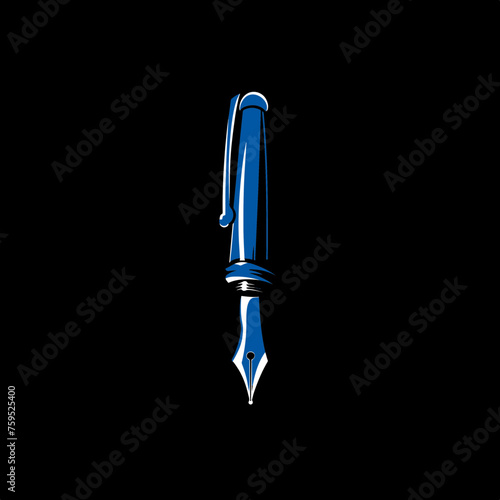 Stylo plume bleu, vectorisé
