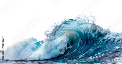 Fototapeta Naklejka Na Ścianę i Meble -  Curling blue ocean wave, cut out - stock png.