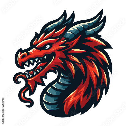Wallpaper Mural Dragon head mascot vector illustration on white background Torontodigital.ca