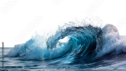 Curling blue ocean wave on transparent background - stock png. © Volodymyr