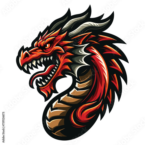 Dragon head mascot vector illustration on white background