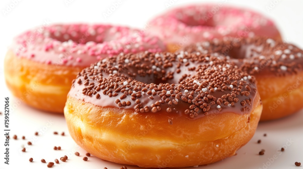 donuts in glaze white background