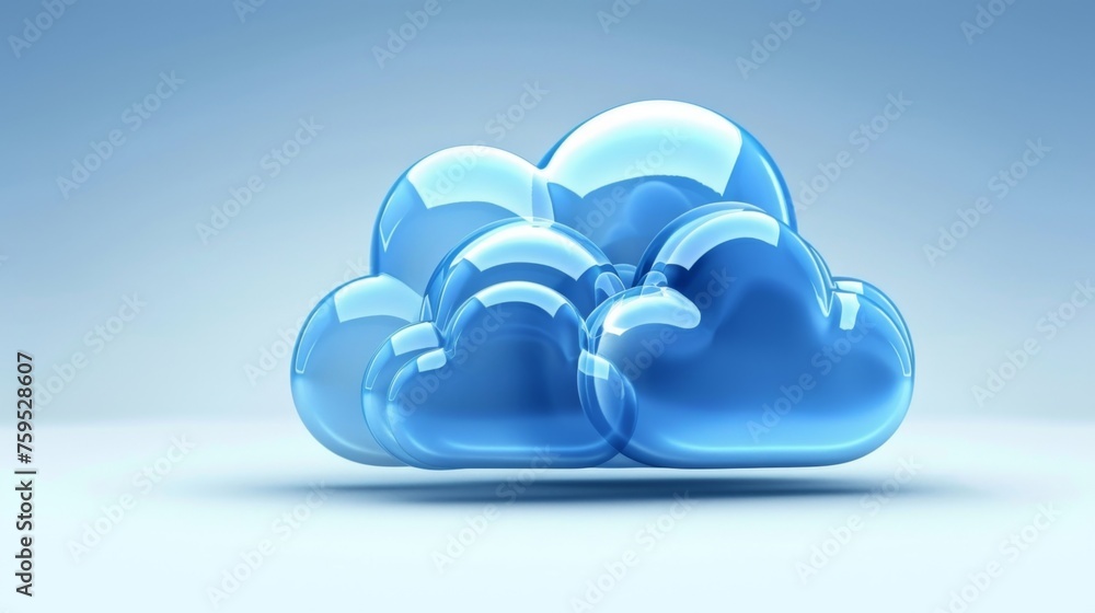 Glossy Blue Cloud Computing Concept, Ideal for Tech and Internet Themes Glossy Blue Cloud Computing Concept, Ideal for Tech and Internet Themes