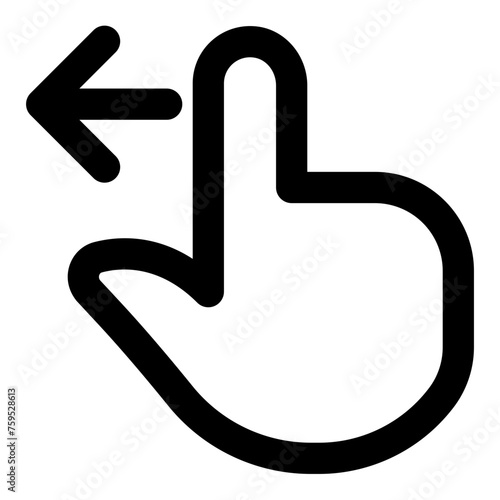 Finger swipe left icon in outline style. Simple gesture vector illustration — pixel-perfect icon.