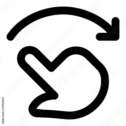 Finger rotate right icon in outline style. Simple gesture vector illustration — pixel-perfect icon.