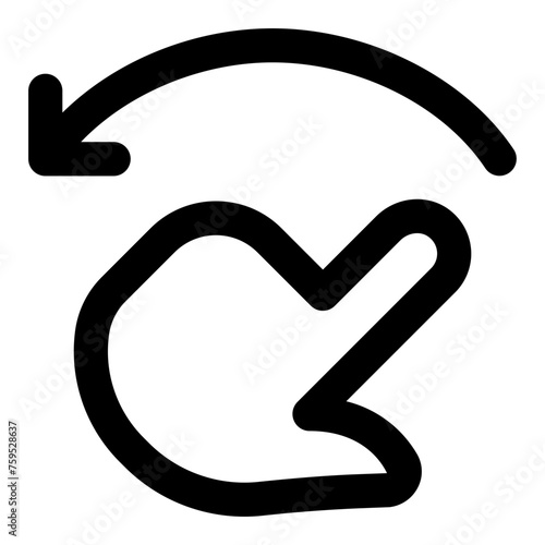 Finger rotate left icon in outline style. Simple gesture vector illustration — pixel-perfect icon.