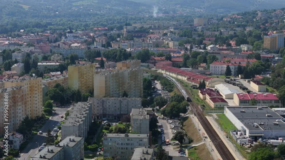 Beautiful Landscape Moving Train Przemysl Aerial View Poland Beautiful Landscape Moving Train Przemysl Aerial View Poland