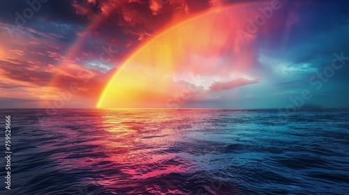 Rainbow in the Sky Over Body of Water © yganko