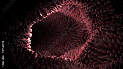 microvilli on a surface of digestive system or intestinal tract - 3D animation photo