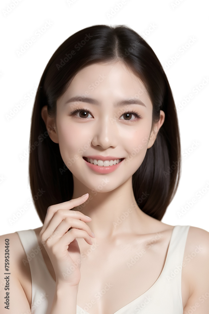 beautiful asian woman on transparent background