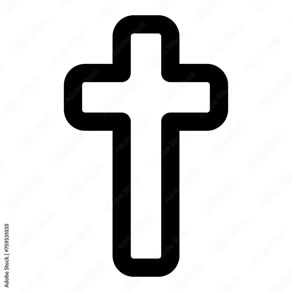 Obraz premium Religion cross icon in outline. Simple crucifix vector illustration — pixel-perfect icon.