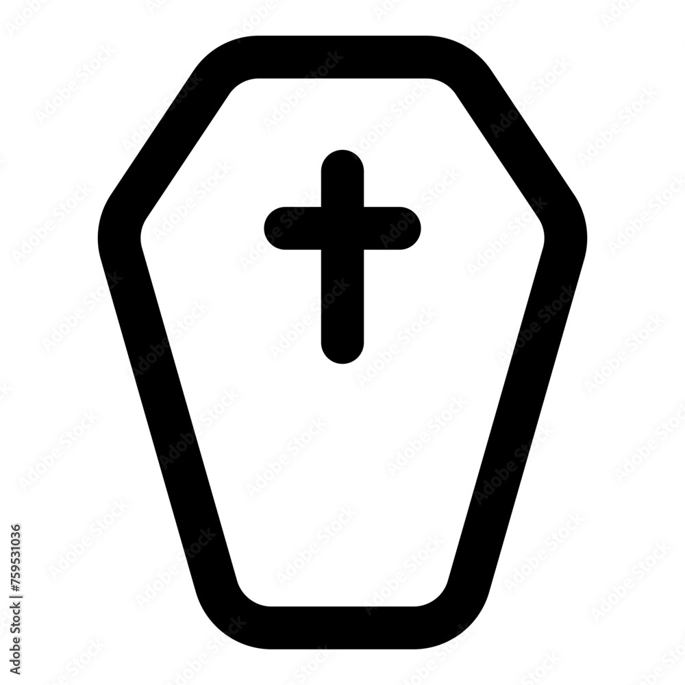 Obraz premium Coffin icon in outline. Simple casket vector illustration — pixel-perfect icon.