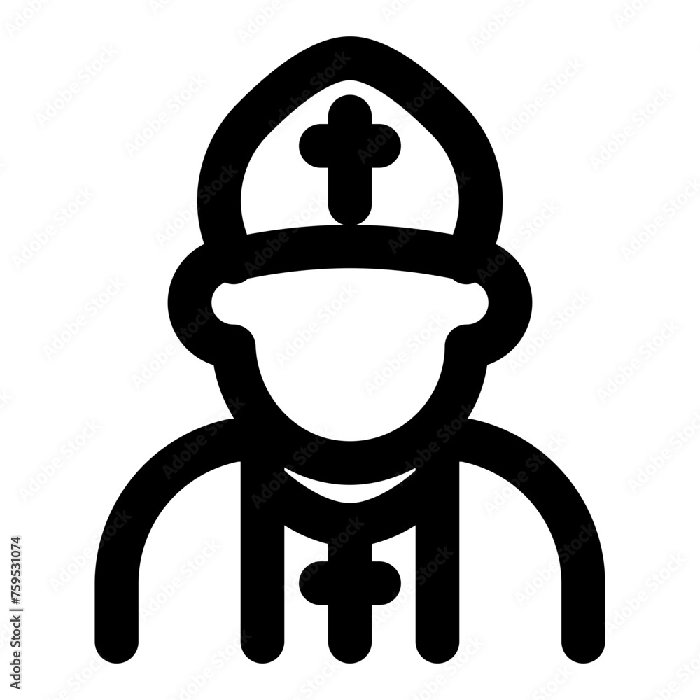 Pope icon in outline. Simple saint vector illustration — pixel-perfect icon. Pope icon in outline. Simple saint vector illustration — pixel-perfect icon.