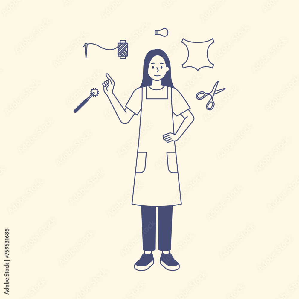 People are standing with hobby items in their hands. Icons are floating around. outline simple vector illustration. People are standing with hobby items in their hands. Icons are floating around. outline simple vector illustration.