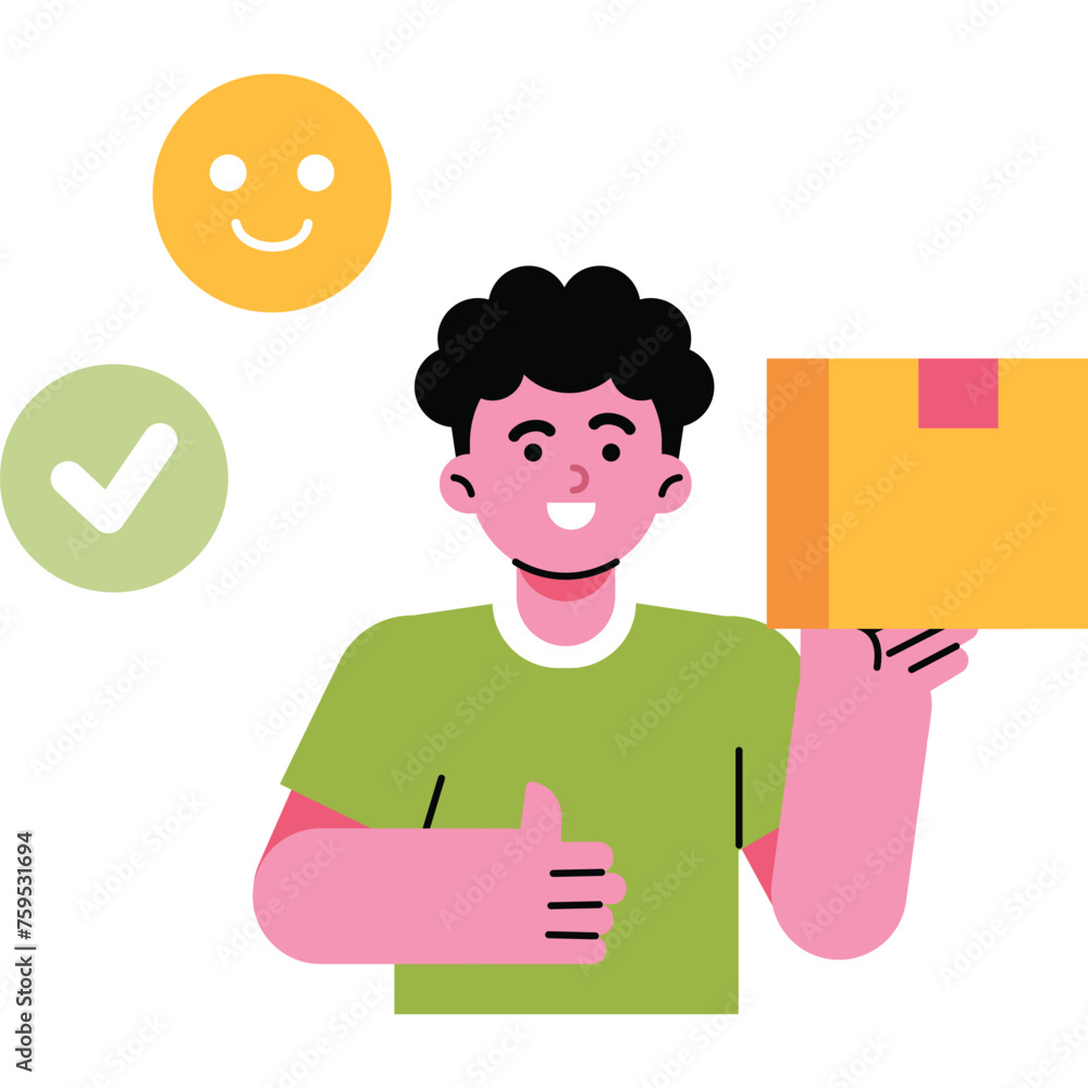 Customer satisfied with delivery service. Shopping online concept. Customer satisfied with delivery service. Shopping online concept.