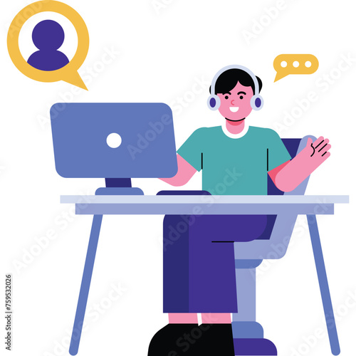 Customer Service Concept. Working Activity.