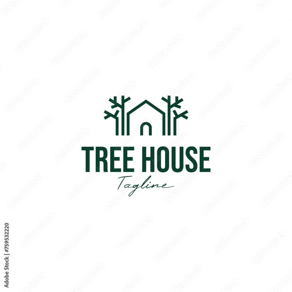 House And Tree Logo Design Concept Vector Illustration House And Tree Logo Design Concept Vector Illustration