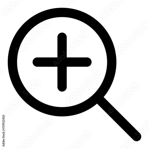 Zoom in icon in outline style. Simple loupe vector illustration — pixel-perfect icon.