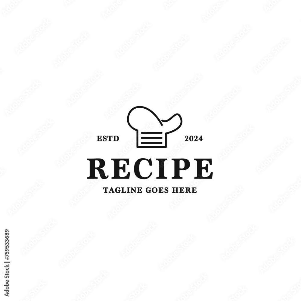 Hat Chef Recipe Logo Design Concept Vector Illustration Hat Chef Recipe Logo Design Concept Vector Illustration