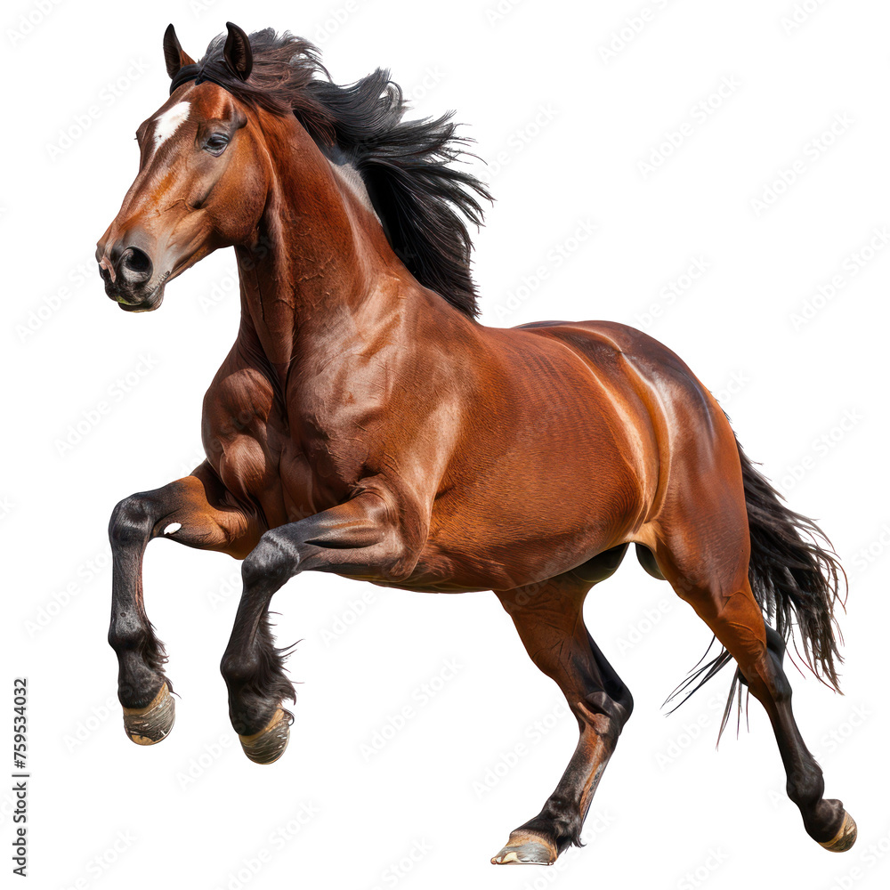 Obraz premium Horse white background Isolate full body, Studio Light