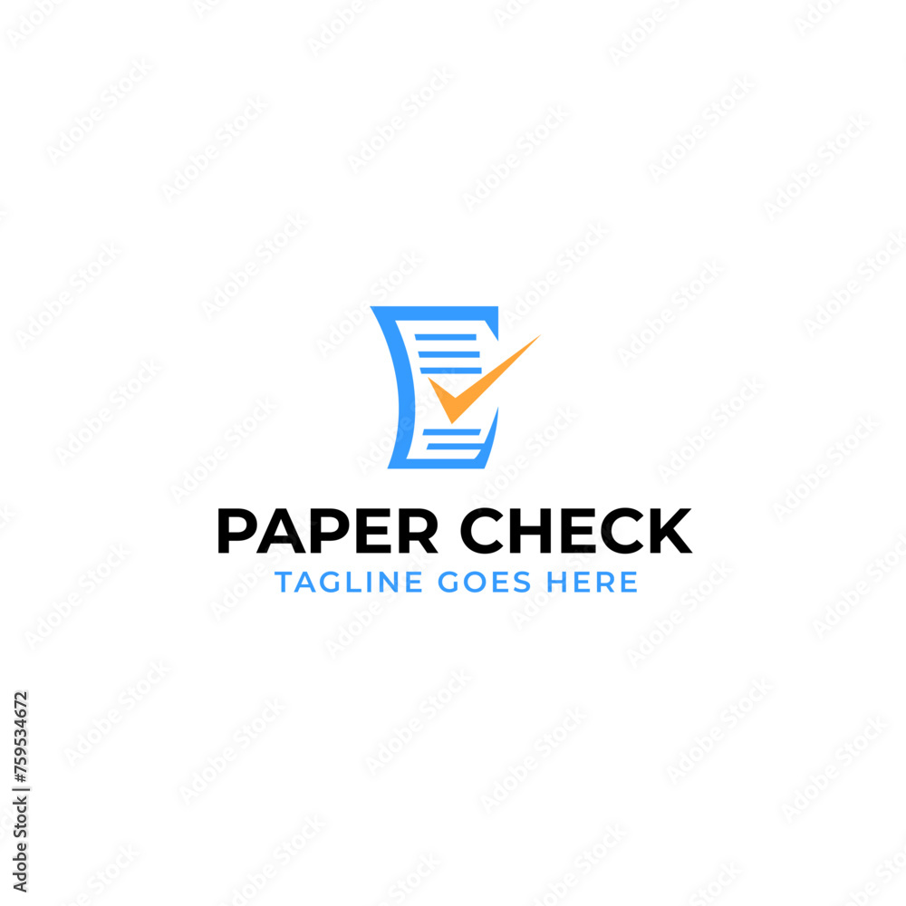 Paper Check Mark Logo Design Concept Vector Illustration