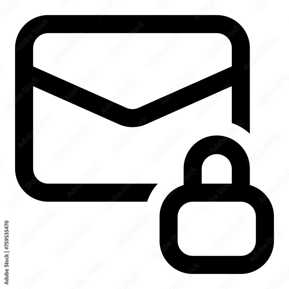 Email lock icon in outline style. Simple message vector — Pixel-perfect icon. Email lock icon in outline style. Simple message vector — Pixel-perfect icon.
