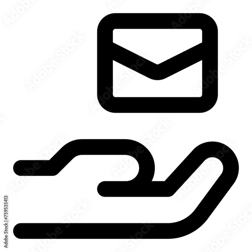 Email hand icon in outline style. Simple message vector — Pixel-perfect icon.