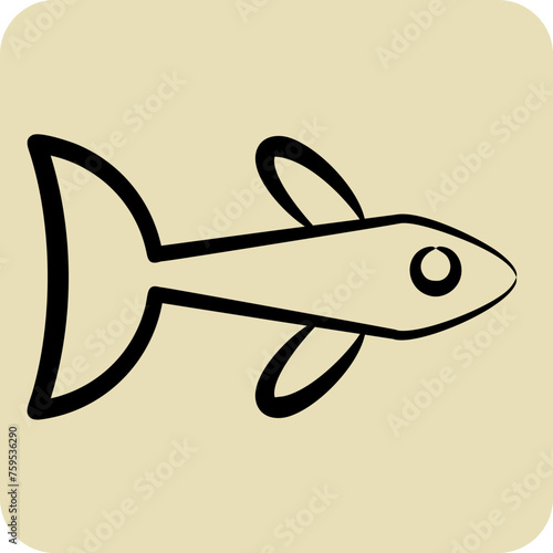 Icon Neon Tetra. related to Sea symbol. hand drawn style. simple design editable. simple illustration