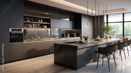 interior luxury apartment, beautiful modern kitchen © Faheem