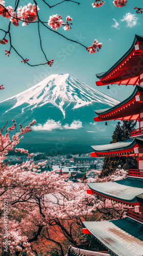 A view of Mount Fuji, an iconic symbol of Japan, in its ancient and untouched beauty, mobile phone wallpaper