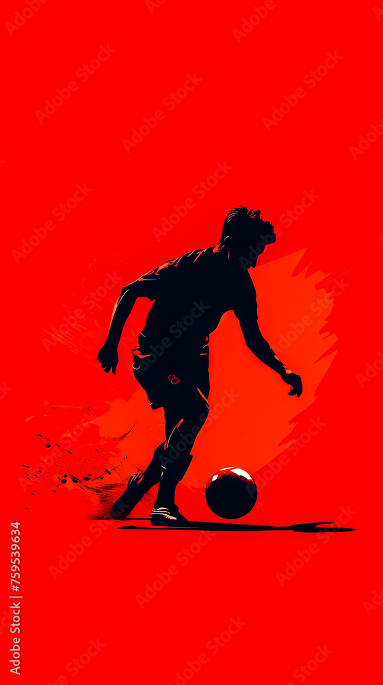 A midfielder skillfully controlling the ball. minimalist mobile phone wallpaper or advertising background
