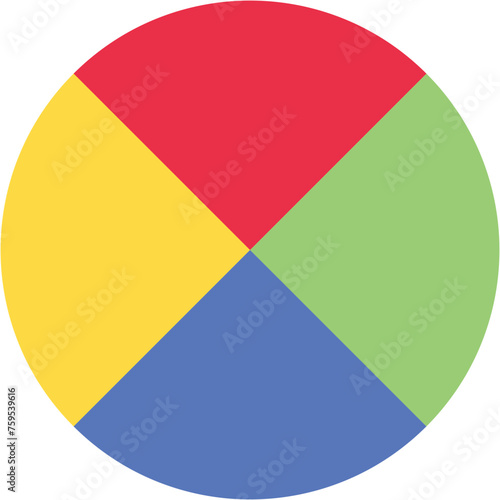 Free Download Single separate round piecharts icon with 4 colours parts. Morden flat design vector business circular diagram  infographic for ads app logo button banner ui ux web isolated on white background - GFXLoad