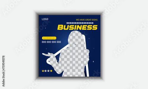  Business social media post banner template with marketing agency promotion and Digital business marketing post banner