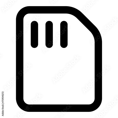 SD card icon in outline style. Simple memory vector illustration — pixel-perfect icon.