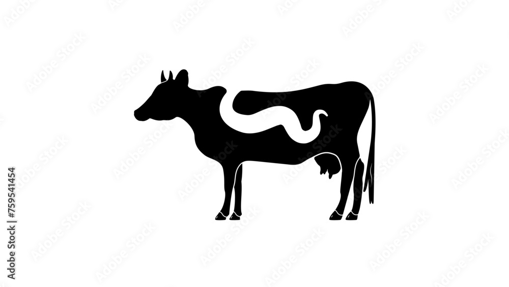 cow emblem, black isolated silhouette 