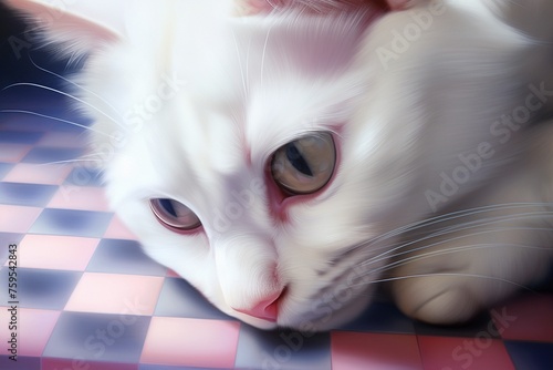 checkers board cat 3d3d realistic pastel photo