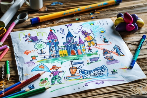 A child's imaginative crayo...