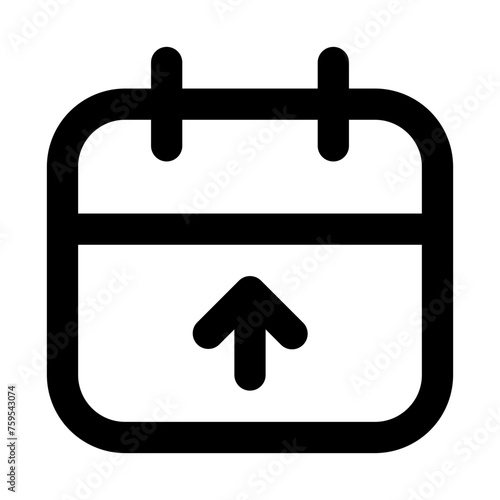 Calendar arrow up icon in outline style. Simple date vector — Pixel perfect icon.