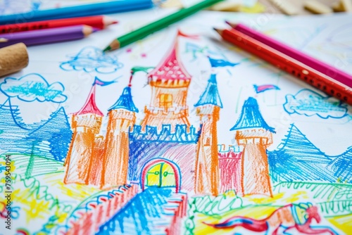 Vivid crayon drawing by a c...