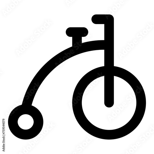 Icon of a penny farthing in outline style vector. Use for web, app, mobile design, infographic, etc