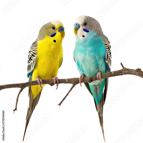 two parakeet on transparency background PNG © KimlyPNG