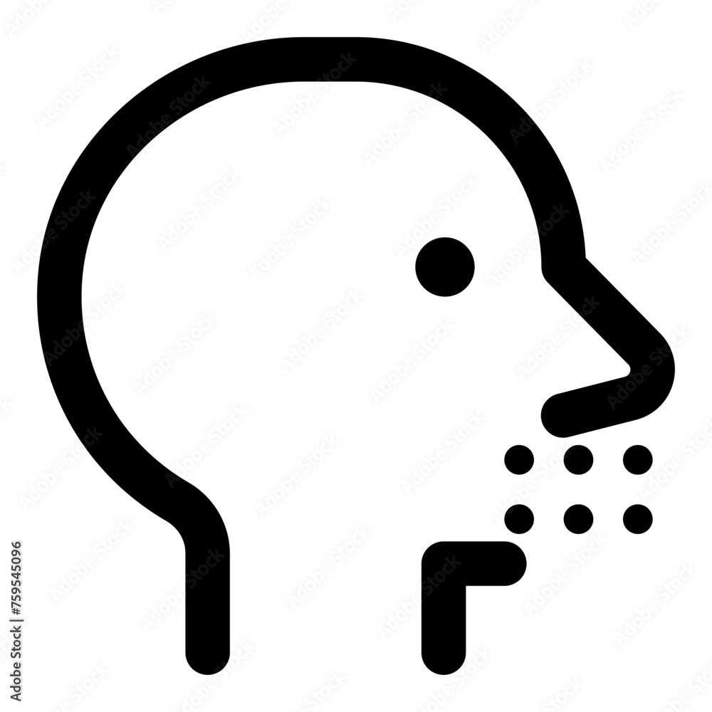 Icon of a head from the side view with mouth coughing in outline vector style Icon of a head from the side view with mouth coughing in outline vector style