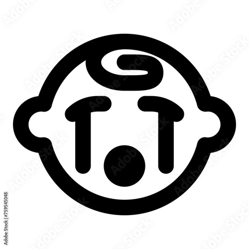 Baby head sob vector line icon