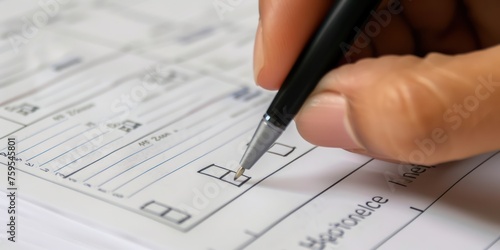 filling the form hand with pen and document