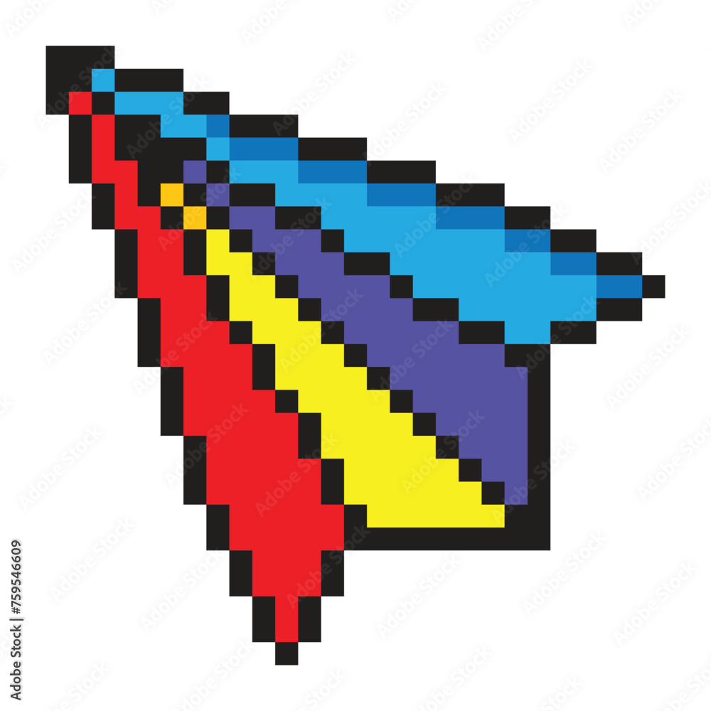 Paper airplane in pixel art style