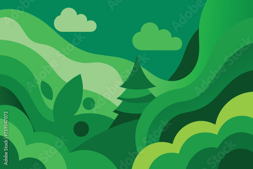 Abstract Green Papercut Background
